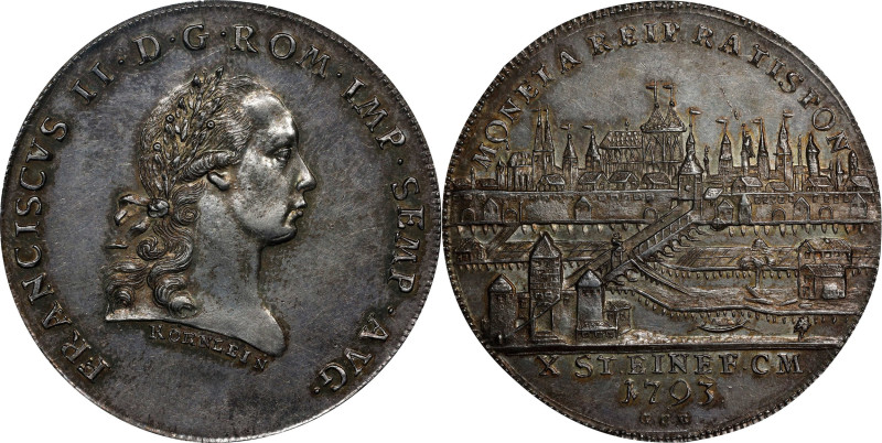 GERMANY. Regensburg. Taler, 1793-GCB. Regensburg Mint. PCGS AU-58.
Dav-2633; KM...