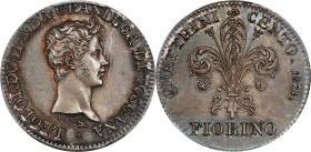 ITALY. Tuscany. Fiorino, 1828. Florence Mint. Leopoldo II. PCGS MS-66.
KM-C-72; Pag-128. Representing the finest of just three seen in the PCGS censu...