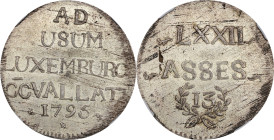 LUXEMBOURG. Siege of Luxembourg. Ecu (72 Asses), 1795. Luxembourg Mint. NGC MS-63.
Dav-1592; KM-20; Delm-397. Tied with just one other example for th...