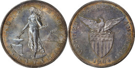 PHILIPPINES. Peso, 1904. Philadelphia Mint. PCGS MS-63.
KM-168; Allen-16.03. A Choice and elegant example of this popular crown, the present specimen...