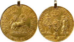 POLAND. Baptism of Jesus Gold Medal of 3 Ducats Weight, ND (ca. 1675). PCGS Genuine--Mounted, AU Details.
cf. FuS-5045. By: Johann Buchheim. Obverse:...