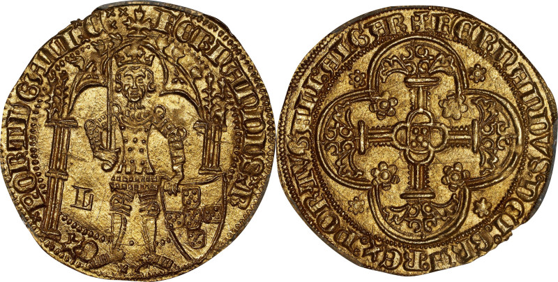 PORTUGAL. Dobra Pé-Terra, ND (1367-83)-L. Lisbon Mint. Fernando I "the Handsome"...