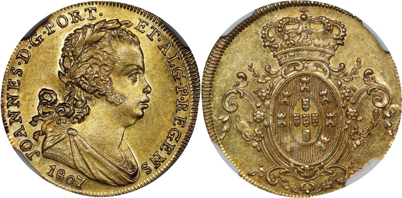 PORTUGAL. 3200 Reis (1/2 Peca - 2 Escudos), 1807. Lisbon Mint. Joao as Prince Re...