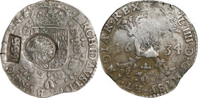 RUSSIA. Russia - Spanish Netherlands. Yefimok (Jefimok), 1655-Mo. Moscow Mint. Aleksey. NGC VF-30. Countermark: EF Strong.
KM-410; cf. Dav-4464 (for ...