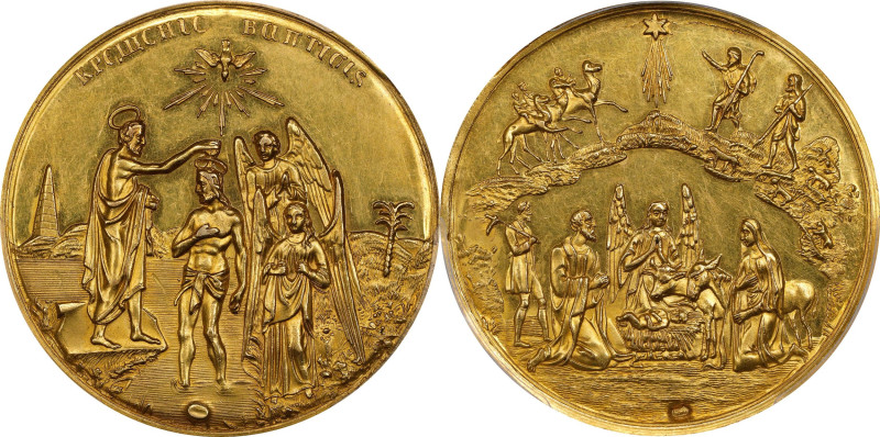 RUSSIA. Baptismal Gold Medal of 3 Ducats Weight, ND (ca. late 19th Century). PCG...