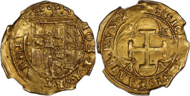 SPAIN. Cob Escudo, ND (1516-56)-S. Seville Mint. Carlos & Johanna. NGC MS-63.
Fr-153; Cal-197. Weight: 3.34 gms. Variety with "*" and "S" bracketing ...