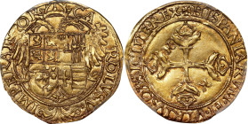 SPAIN. Cob Escudo, ND (ca. 1535-7). Barcelona Mint. Carlos I. PCGS MS-62.
Fr-36A; Cal-122. Weight: 3.37 gms. Struck to commemorate the conquest of Tu...