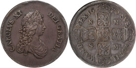 SWEDEN. 8 Mark, 1670. Stockholm Mint. Karl XI. NGC VF-35.
Dav-4535; KM-275. A fairly RARE and seldom encountered crown, this charmingly toned example...