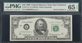 Fr. 2114-L. 1969 $50 Federal Reserve Note. San Francisco. PMG Gem Uncirculated 65 EPQ. Low Serial Number.
One can "throw away the book" when trying t...