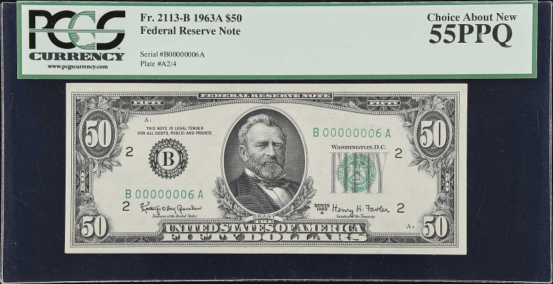 Fr. 2113-B. 1963A $50 Federal Reserve Note. New York. PCGS Currency Choice About...