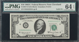 Fr. 2017-D. 1963A $10 Federal Reserve Note. Cleveland. PMG Choice Uncirculated 64 EPQ. Solid Serial Number.
This note was last sold as lot 43 in the ...