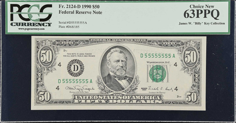 Fr. 2124-D. 1990 $50 Federal Reserve Note. Cleveland. PCGS Currency Choice New 6...