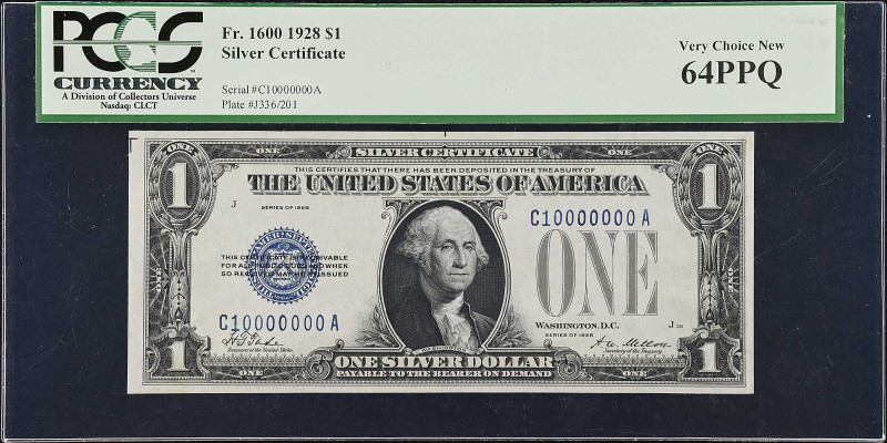 Fr. 1600. 1928 $1 Silver Certificate. PCGS Currency Very Choice New 64 PPQ. Fanc...