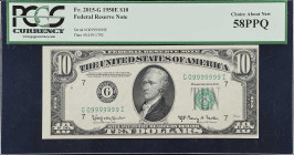 Lot of (2) Fr. 2015-G. 1950E $10 Federal Reserve Notes. Chicago. PCGS Currency Choice About New 58 PPQ. Fancy Serial Number.
Track and Price shows no...