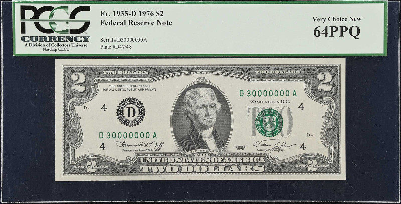 Fr. 1935-D. 1976 $2 Federal Reserve Note. Cleveland. PCGS Currency Very Choice N...