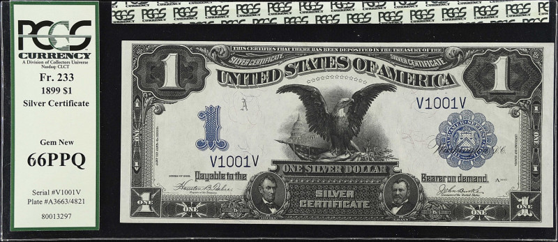 Fr. 233. 1899 $1 Silver Certificate. PCGS Currency Gem New 66 PPQ. Radar Serial ...