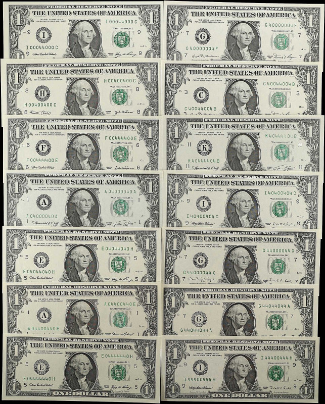 Lot of (14). 1974-2006 $1 Federal Reserve Notes. Choice Uncirculated.
We really...