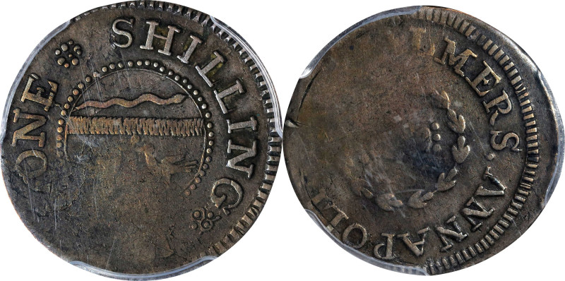 1783 John Chalmers Shilling. W-1790. Rarity-4. Birds, Long Worm. Fine-12 (PCGS)....