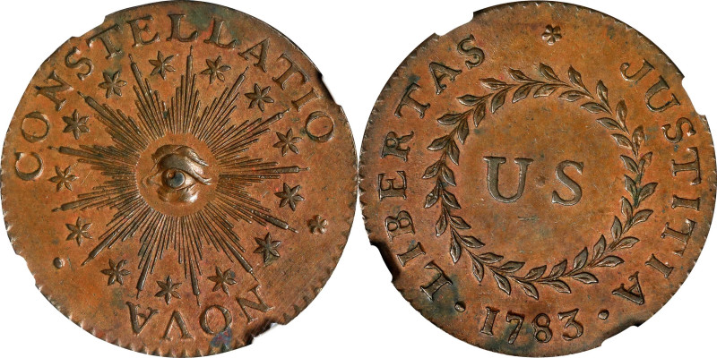 1783 Nova Constellatio Copper. Crosby 2-B, W-1865. Rarity-2. CONSTELLATIO, Point...