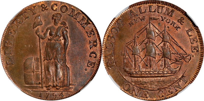 1794 Talbot, Allum & Lee Cent. Fuld-4, W-8590. Rarity-2. With NEW YORK. Small & ...