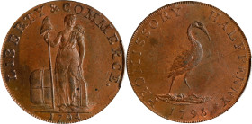 1794 Talbot, Allum & Lee Cent / Promissory Halfpenny Mule. Fuld Mule-2, W-8670. Rarity-4. Copper. LIVERPOOL Edge. MS-64 BN (PCGS).
156.4 grains. A lu...