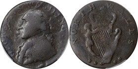 Undated (1795) Washington North Wales Halfpenny. Musante GW-52, Baker-35, W-11190. Four Stars (a.k.a. Two Stars at Each Side of Harp). Brass. Plain Ed...