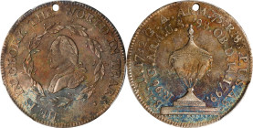 "1799" (ca. 1800) Washington Funeral Urn Medal. Musante GW-70, Baker-166A, Fuld Dies 1-B. Rarity-6. Silver. AU-53 (PCGS).
134.8 grains. Neatly pierce...