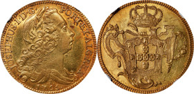 BRAZIL. Jose I. 1765-R 6400 Reis. Rio de Janeiro Mint. Fr-65, KM-172.2. Excavation Recovery (NGC).
Obviously protected inside the cache, this well-st...