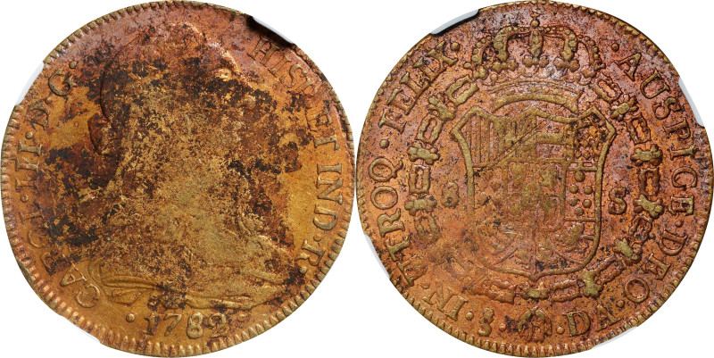 CHILE. Charles III. 1782/71-So DA 8 Escudos. Santiago Mint. Fr-15, KM-27, Cal-Ty...