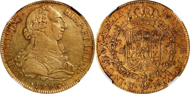 MEXICO. Charles III. 1776-Mo FM 8 Escudos. Mexico City Mint. Fr-33, KM-156.2, Ca...