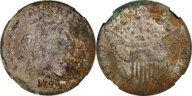 UNITED STATES. 1798 Draped Bust Silver Dollar. Heraldic Eagle. BB-96, B-6. Rarity-3. Knob 9, 10 Arrows, 5 Vertical Lines. Excavation Recovery (NGC).
...