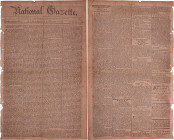 Philadelphia, Pennsylvania. National Gazette Newspaper with Numismatic Content Pertaining to the First U.S. Mint and the 1792 Half Disme. November 7, ...