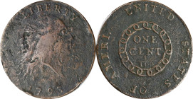 1793 Flowing Hair Cent. Chain Reverse. S-1. Rarity-4. AMERI. Fine Details--Environmental Damage (PCGS).
Our multiple offerings in this sale notwithst...