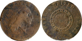 1793 Flowing Hair Cent. Chain Reverse. S-1. Rarity-4. AMERI. Good-4 (PCGS).
Boldly rendered throughout much of the reverse, the obverse is expectably...