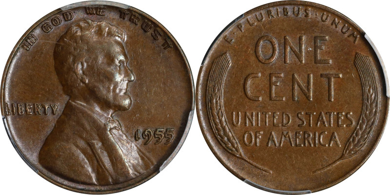 1955 Lincoln Cent. FS-101. Doubled Die Obverse. AU-53 (PCGS). CAC.
Boldly, if n...