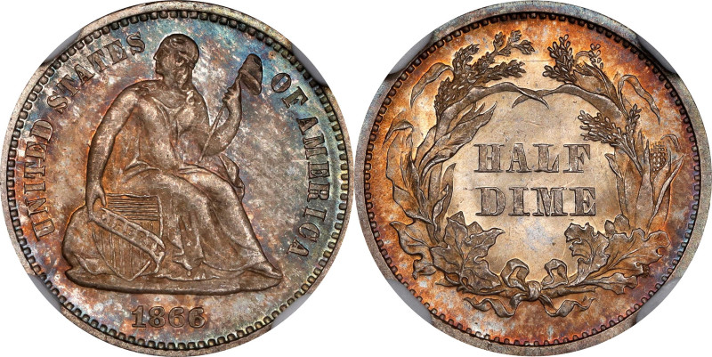 1866 Liberty Seated Half Dime. MS-67 (NGC).
Despite the end of the Civil War, i...