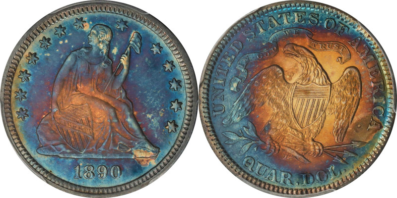 1890 Liberty Seated Quarter. Proof-66 (PCGS). CAC.
Breathtakingly beautiful sur...