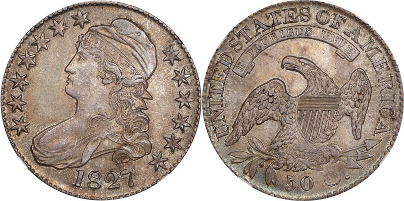 1827 Capped Bust Half Dollar. O-142. Rarity-2. Square Base 2. MS-64 (NGC).
Fros...