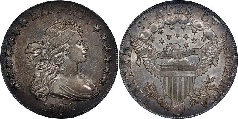 1800 Draped Bust Silver Dollar. BB-194, B-14. Rarity-3. Dotted Date. AU-53 (PCGS...