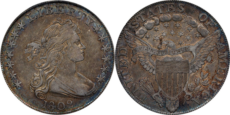 1802 Draped Bust Silver Dollar. BB-241, B-6. Rarity-1. Narrow Date. EF-45 (PCGS)...