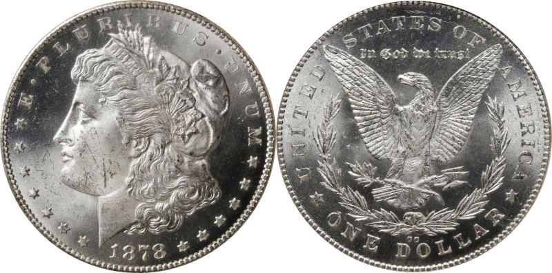 1878-CC Morgan Silver Dollar. MS-65 (NGC).
This delightful 1878-CC is fully bri...