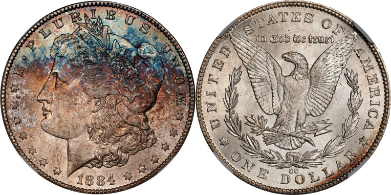 1884-CC Morgan Silver Dollar. MS-67 (NGC).
This lovely Superb Gem combines a br...