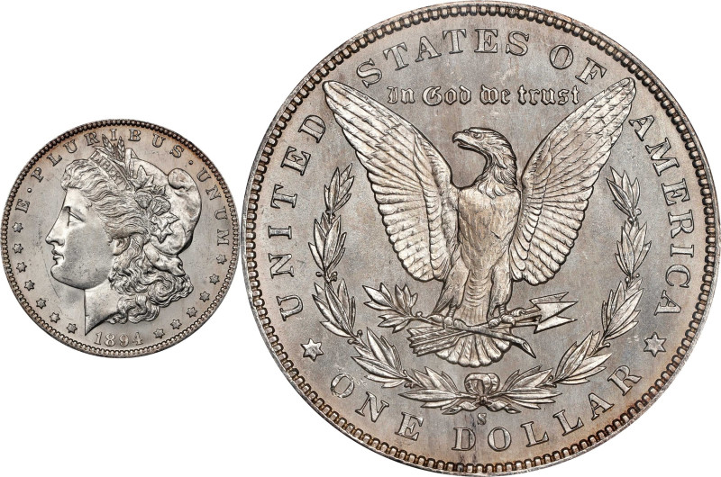 1894-S Morgan Silver Dollar. MS-63 (PCGS).
With just minimal toning, this is a ...