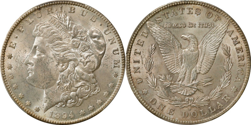 1894-S Morgan Silver Dollar. MS-62 (PCGS).
A smartly impressed, lustrous exampl...