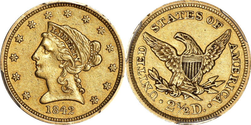 1842 Liberty Head Quarter Eagle. EF-45 (PCGS). CAC.
An attractively original, p...