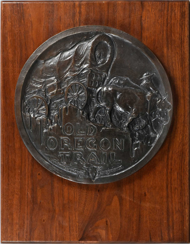 1924 "Old Oregon Trail" Plaque. Uniface. By Avard Fairbanks. Bronze, Cast. Essen...