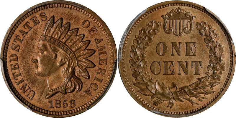 1858 Pattern Indian Cent. Judd-212, Pollock-263, Snow-PT25a, Snow Die Pair I. Ra...