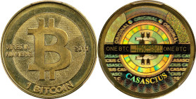 2011 Casascius 1 Bitcoin. Loaded. Firstbits 1MZscRD1. Series 2. Brass. MS-66 (PCGS).
Loaded with 1 BTC. Elias Ahonen notes in his Encyclopedia that "...
