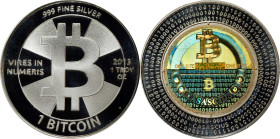 2013 Casascius 1 Bitcoin. Loaded. Firstbits 1Ag7sqAU. Series 3. Silver. Proof-69 Deep Cameo (PCGS).
Loaded with 1 BTC. Produced in a full ounce of .9...