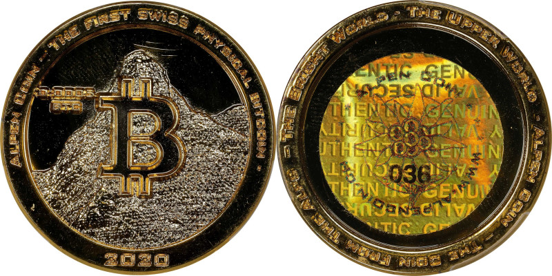 2020 Alpen Coin 0.0005 Bitcoin. Loaded. Serial No. 036. Brilliant Finish. Gilt A...